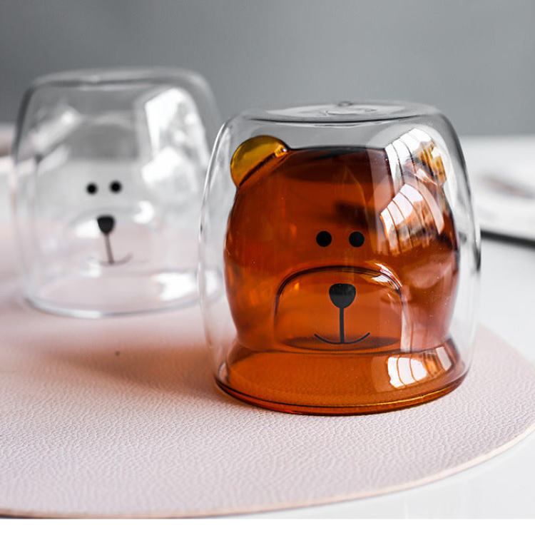 Double Layer Heat Resistant Glass Cup Bear Cup Cartoon Coffee Cup