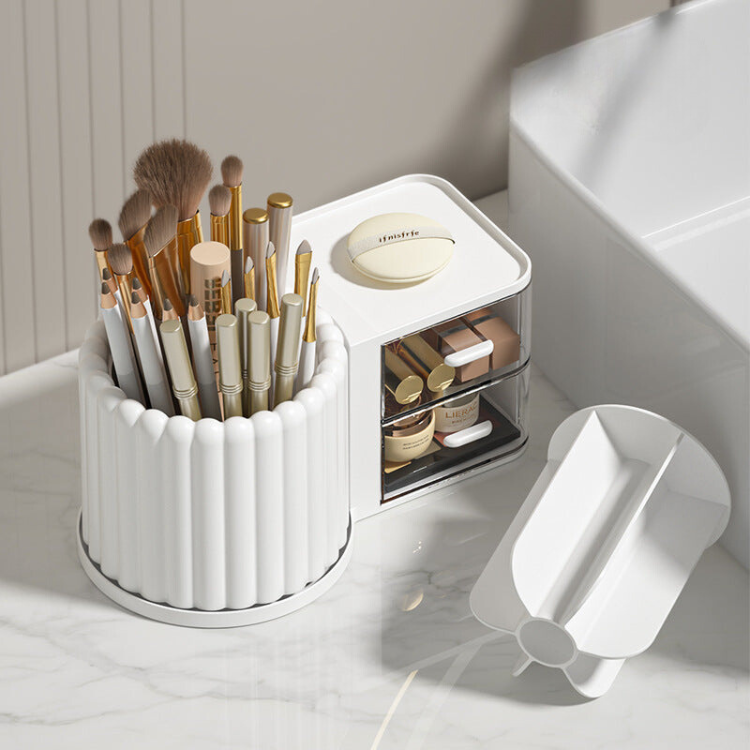 Creative desktop rotating pen holder cosmetics storage box drawer