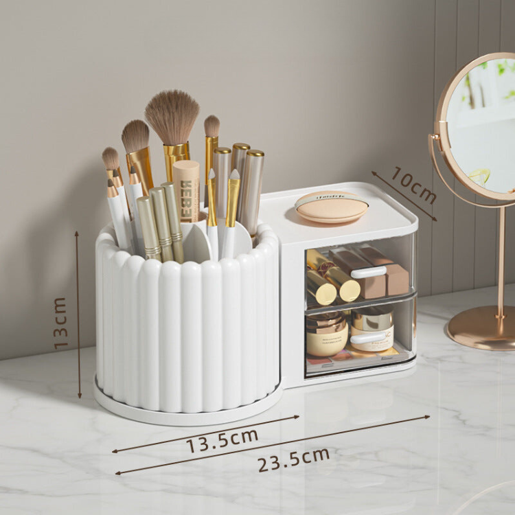 Creative desktop rotating pen holder cosmetics storage box drawer