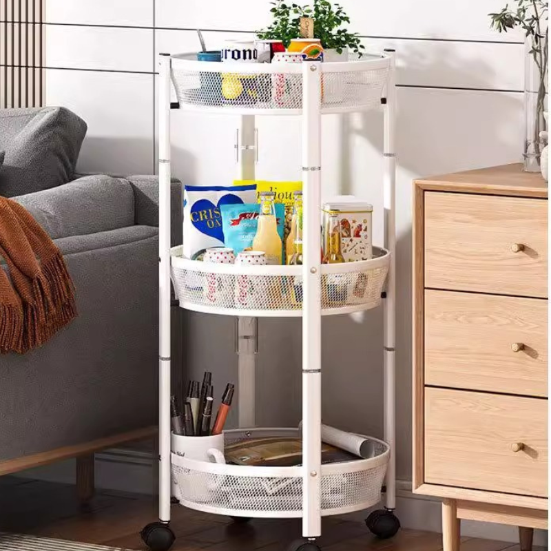 Kitchen Rotating Rack Movable Folding Storage Rack