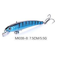 Floating Minnow Jerkbait Fishing Lure Hard Bait 7.5cm 5.5g