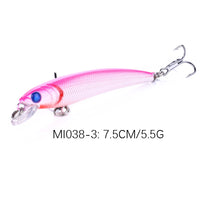 Floating Minnow Jerkbait Fishing Lure Hard Bait 7.5cm 5.5g