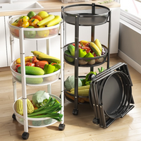Kitchen Rotating Rack Movable Folding Storage Rack
