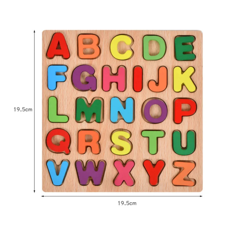 Alphabet Number Shape Matching Wooden Board Educational Toys Montessori