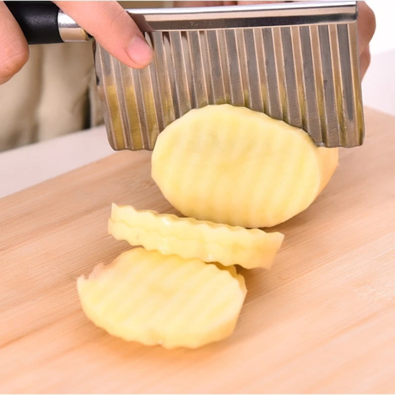 Kitchen Stainless Steel Potato Chip Wavy Cutter