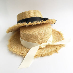 Ribbon Straw Boater Straw Sun Hats