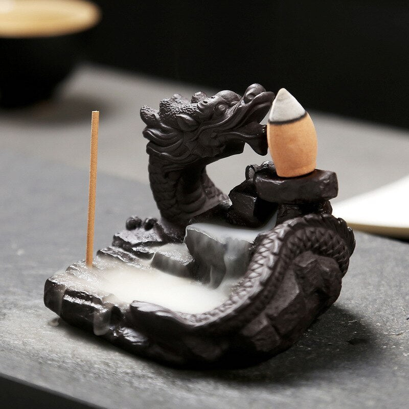 Dragon Waterfall Burner Ceramic Backflow Incense Holder