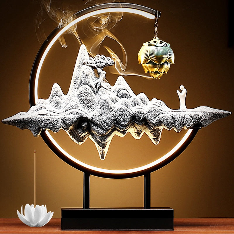 LED Waterfall Backflow Incense Burner Aroma