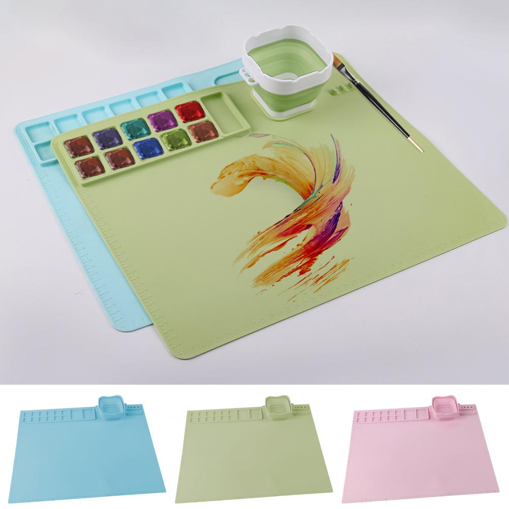 Silicone Painting Crafts Mat with Collapsible Brush Cleaning Cup