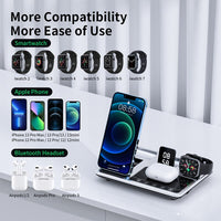 LED Wireless Charging Station, 4 in 1 Wireless Charger with Time Display