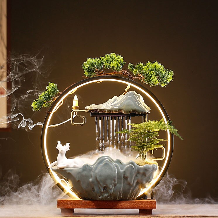 LED Waterfall Censer Bonsai Backflow Incense Burner - Wholesale Send