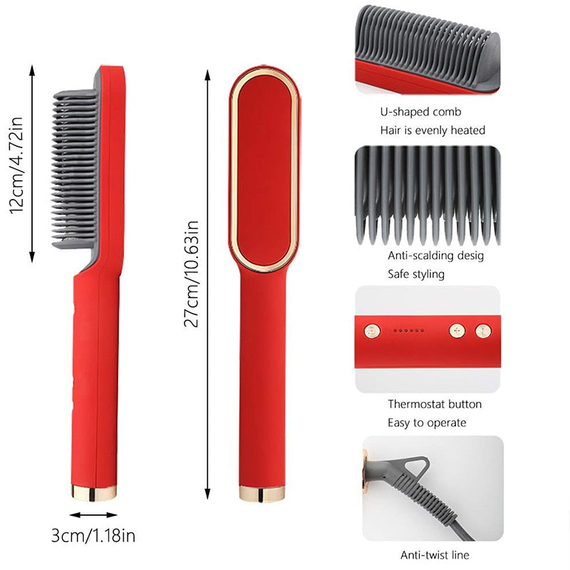 Hair Straightener Comb Curling Iron