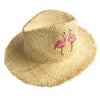 Flamingo Embroidered Straw Panama Hats