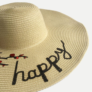 "Happy" Sequin Plum Floppy Sun Hats