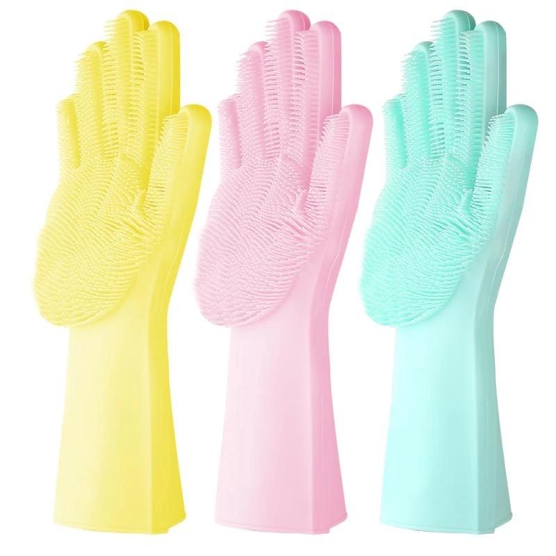 2 in 1 Silicone Dish Scrubber Gloves