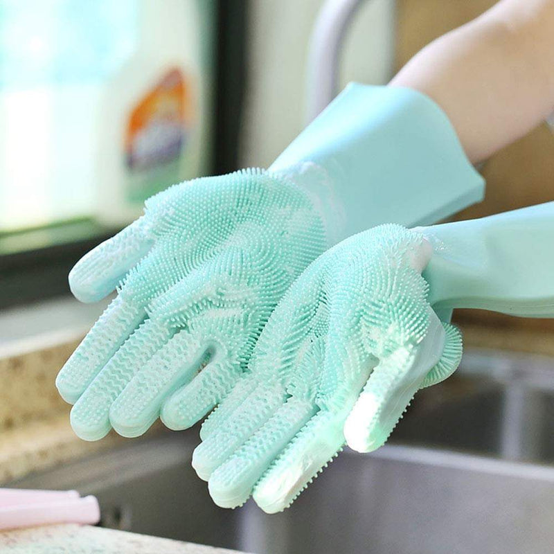 2 in 1 Silicone Dish Scrubber Gloves