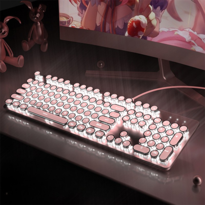 Retro Pink Typewriter Keyboard