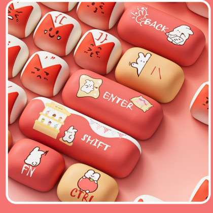 Red Fire Bunny Cute Kawaii Keycaps