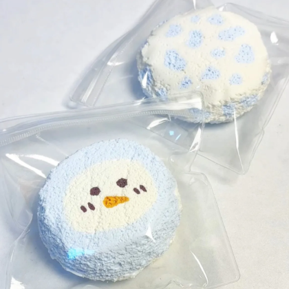 Snowman Double Layer Round Toast Taba Squishy