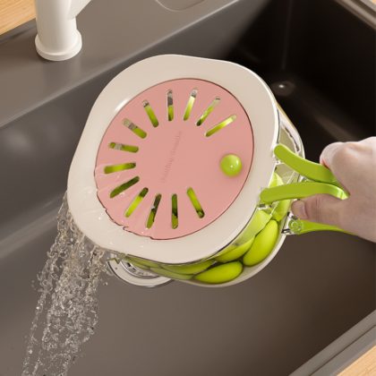 Drain Basket Household Fruit Basket Washing Basket with Cover