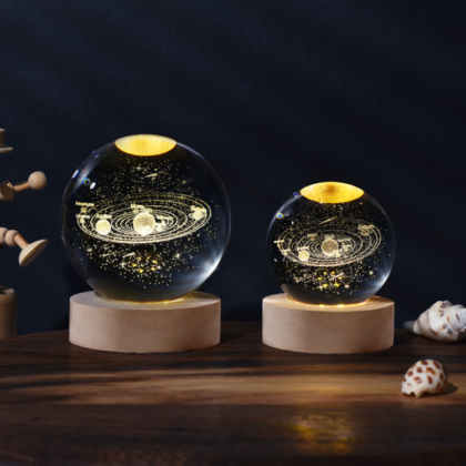 Solar System Milky Way Moon 3D laser Crystal Ball Lamp