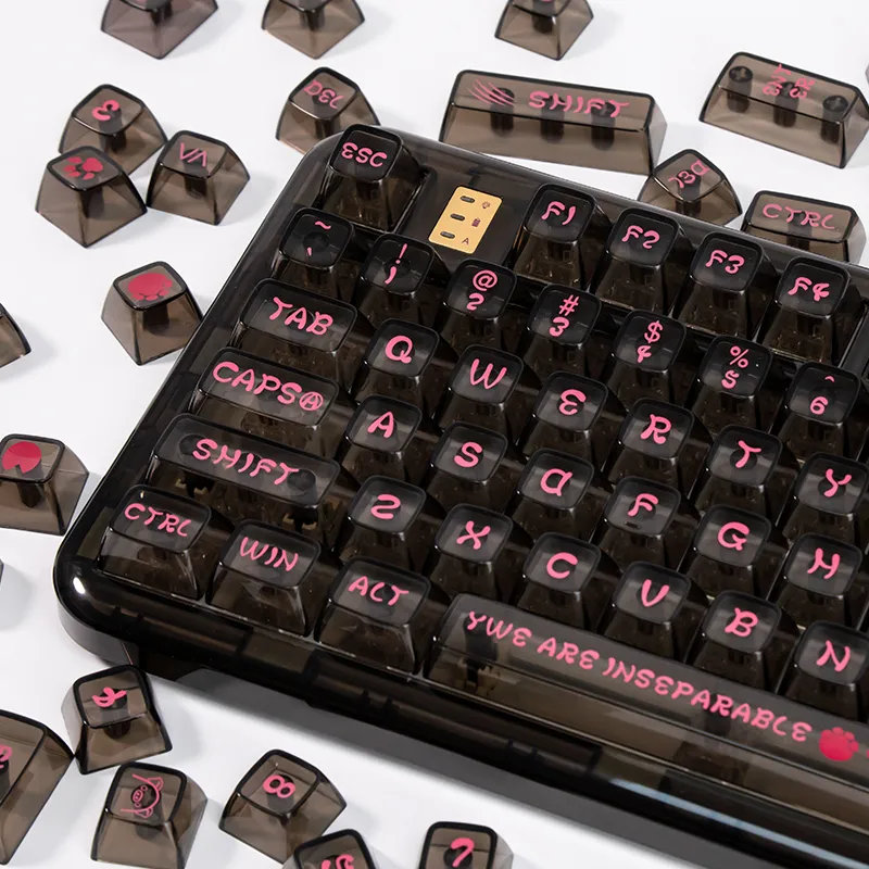 Black Transparent Paw Themed Keycaps
