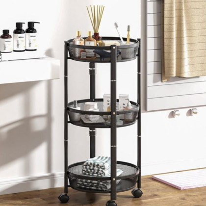 Kitchen Rotating Rack Movable Folding Storage Rack