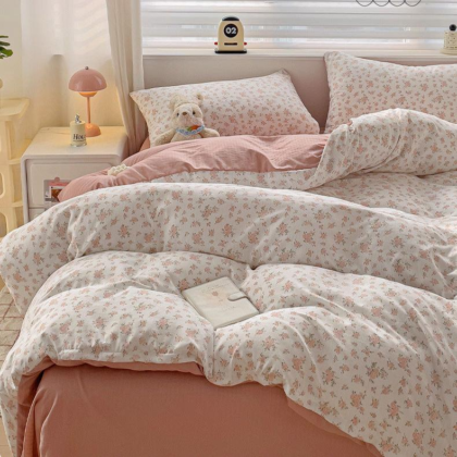 Pink Floral Print Bedding Sets