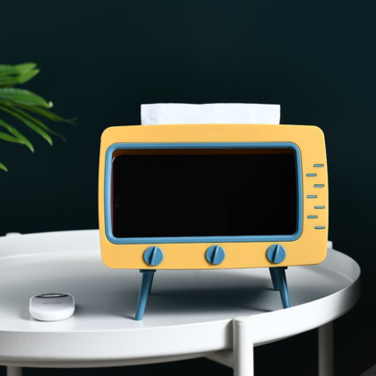 Retro Tissue Box Creative TV Mobile Phone Holder