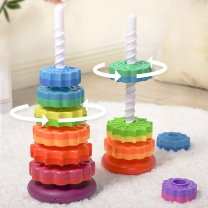 Spinning Rainbow Tower Stacking Toys