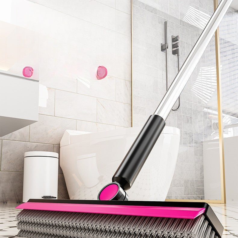 3-in-1 V-Shape Floor Scrub Brush with Detachable Squeegee Head